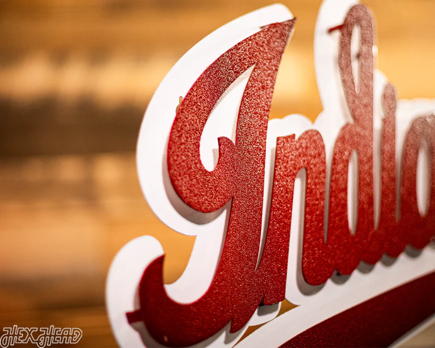 Indiana Hoosiers Classic Script 3D Vintage Metal Wall Art - Image 12