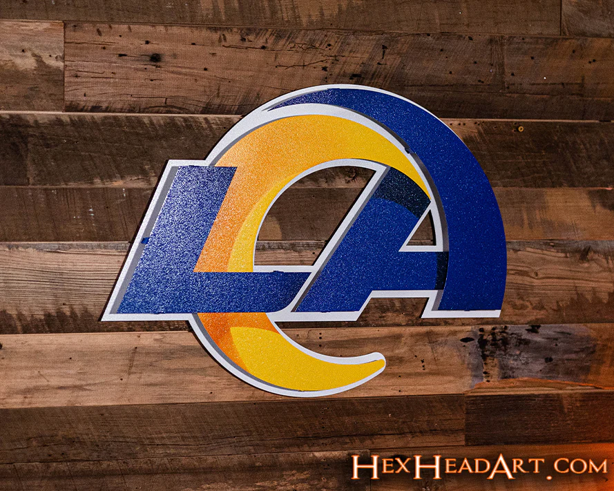 Los Angeles Rams "LA" Logo 3D Vintage Metal Wall Art - Image 4